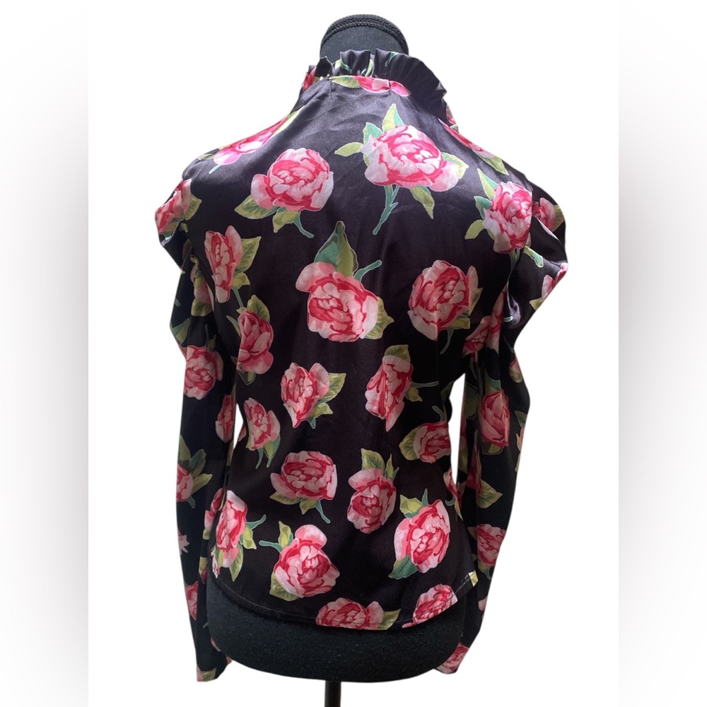 CBR Black and Pink Floral Blouse GUC XL - Picture 2 of 5
